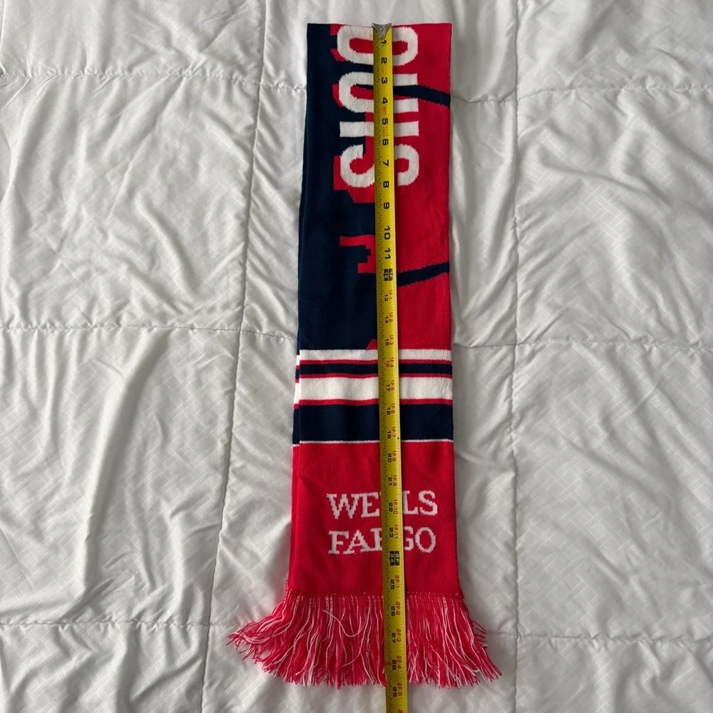 St Louis City Skyline Soccer Scarf Red Navy White Fringe Wells Fargo MLS Fan